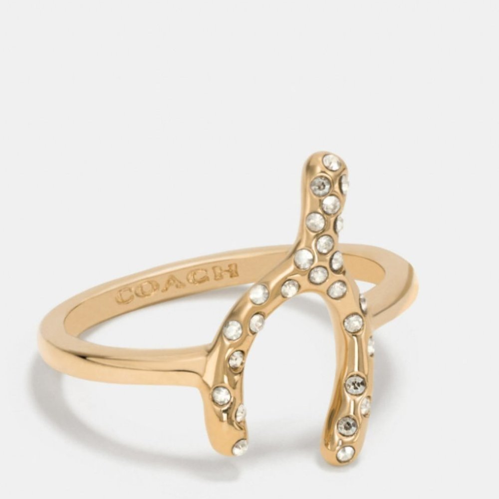 COACH‎ Pave Wishbone Ring in Gold